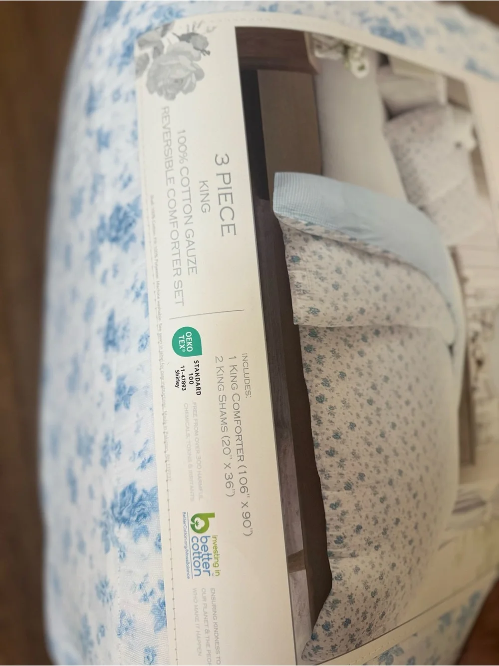 Shabby Chic Blue and White Floral Comforter Set